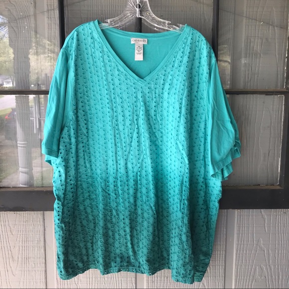 Catherines Teal Short Sleeve Top - Picture 1 of 9